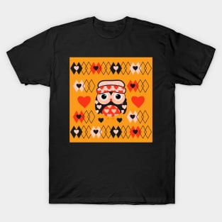 Owl and hearts pattern T-Shirt